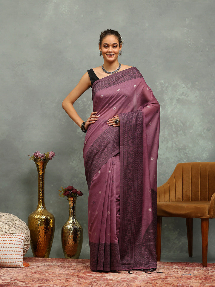Woven Design Cotton Blend Saree