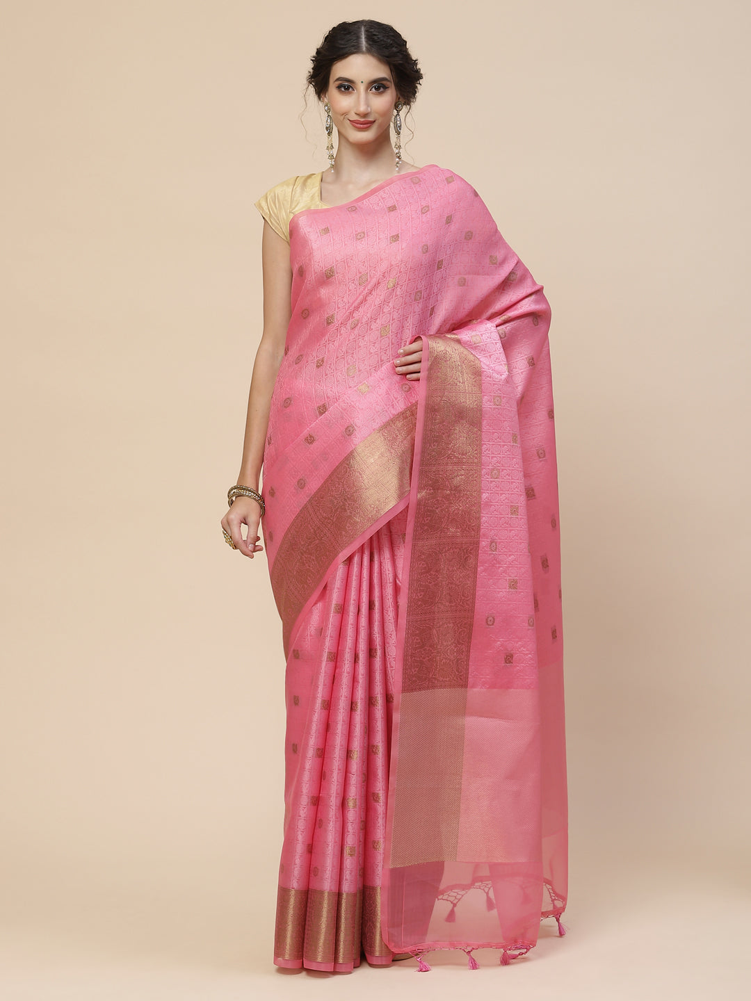Resham Zari Border Cotton Woven Saree