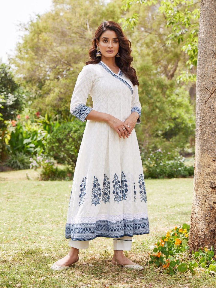 Floral Printed Cotton Anarkali Kurta