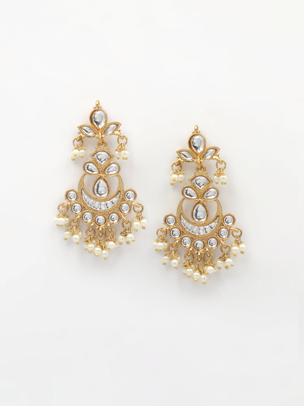 Gold & White Drop & Dangler Earrings