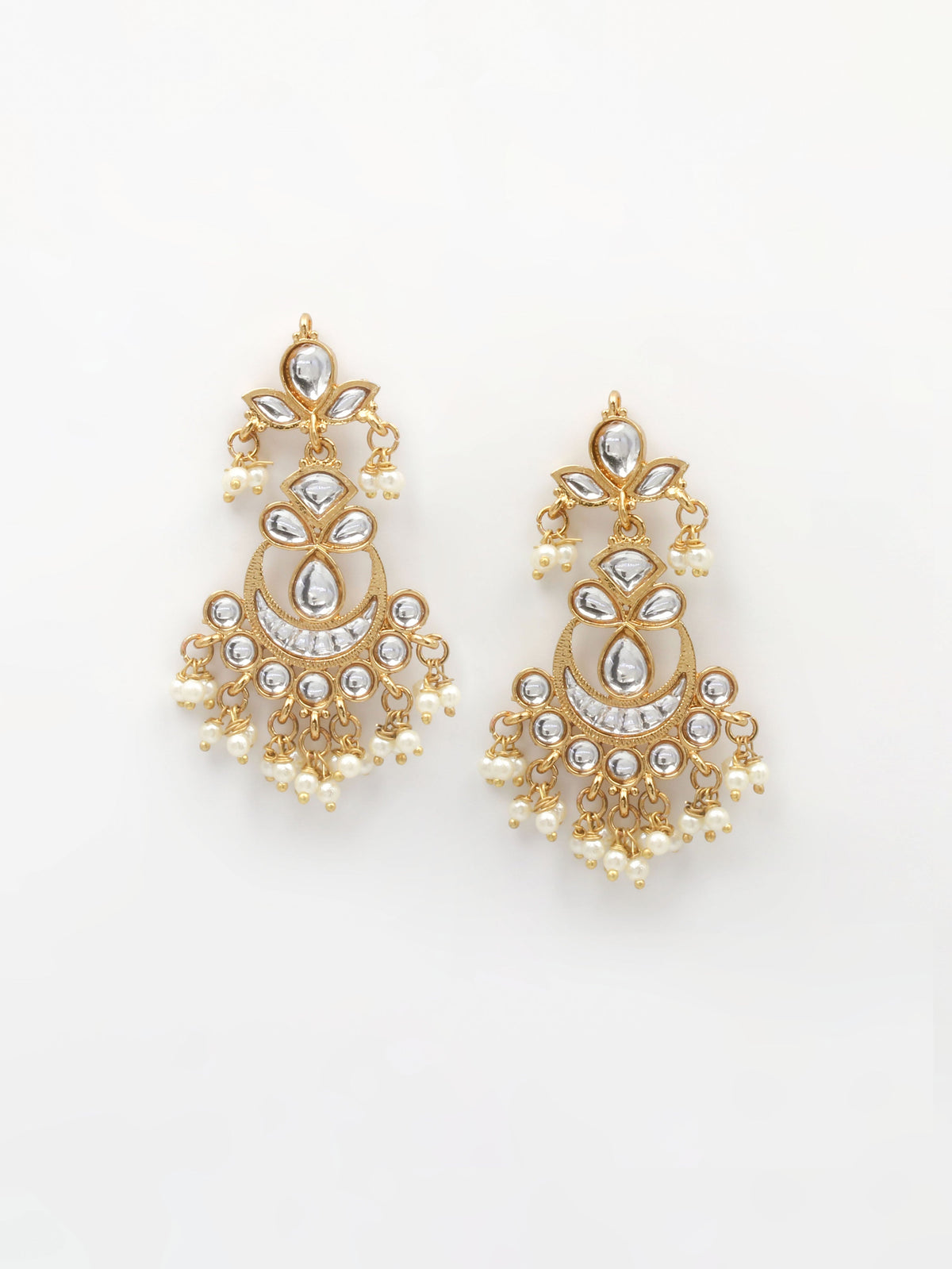Gold & White Drop & Dangler Earrings