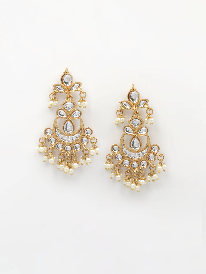 Gold &amp; White Drop &amp; Dangler Earrings