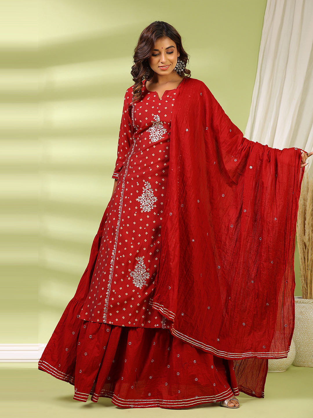 Printed Cotton Choli With Lehenga &amp; Net Dupatta