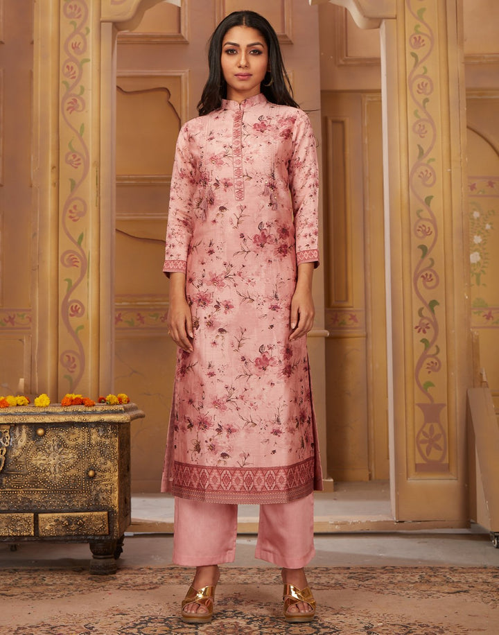 MBZ Meena Bazaar-Cotton Chanderi Floral Printed Kurta with Plazzo