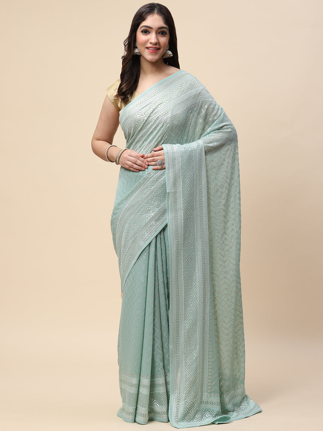 Sequin Embroidered Georgette Saree