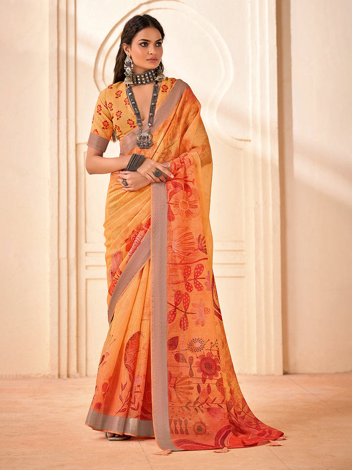 Digital Printed Cotton Saree