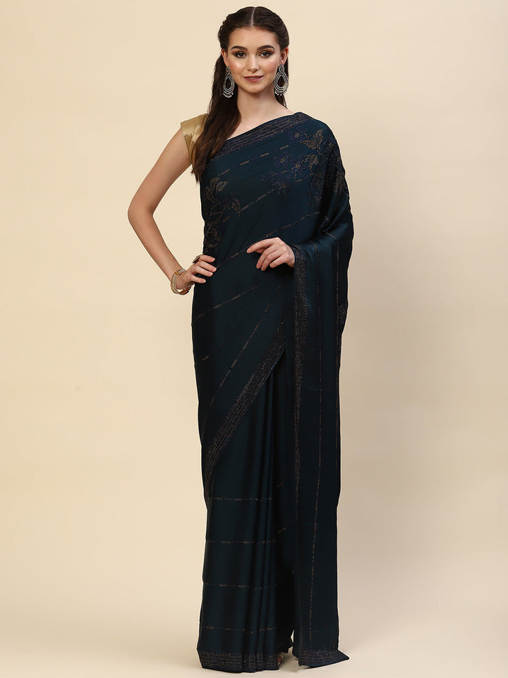 Swarovski Jaal Embroidered Satin Saree