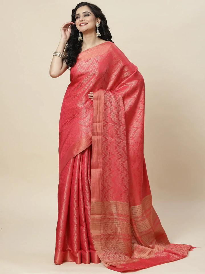 Brocade Zari Jaal Handloom Woven Saree
