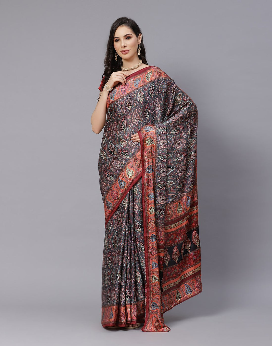 Digital Printed Satin Saree