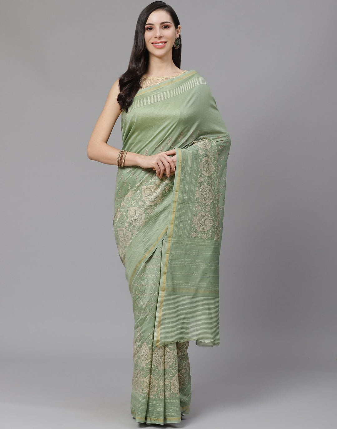 Kantha  Border Printed Cotton Saree