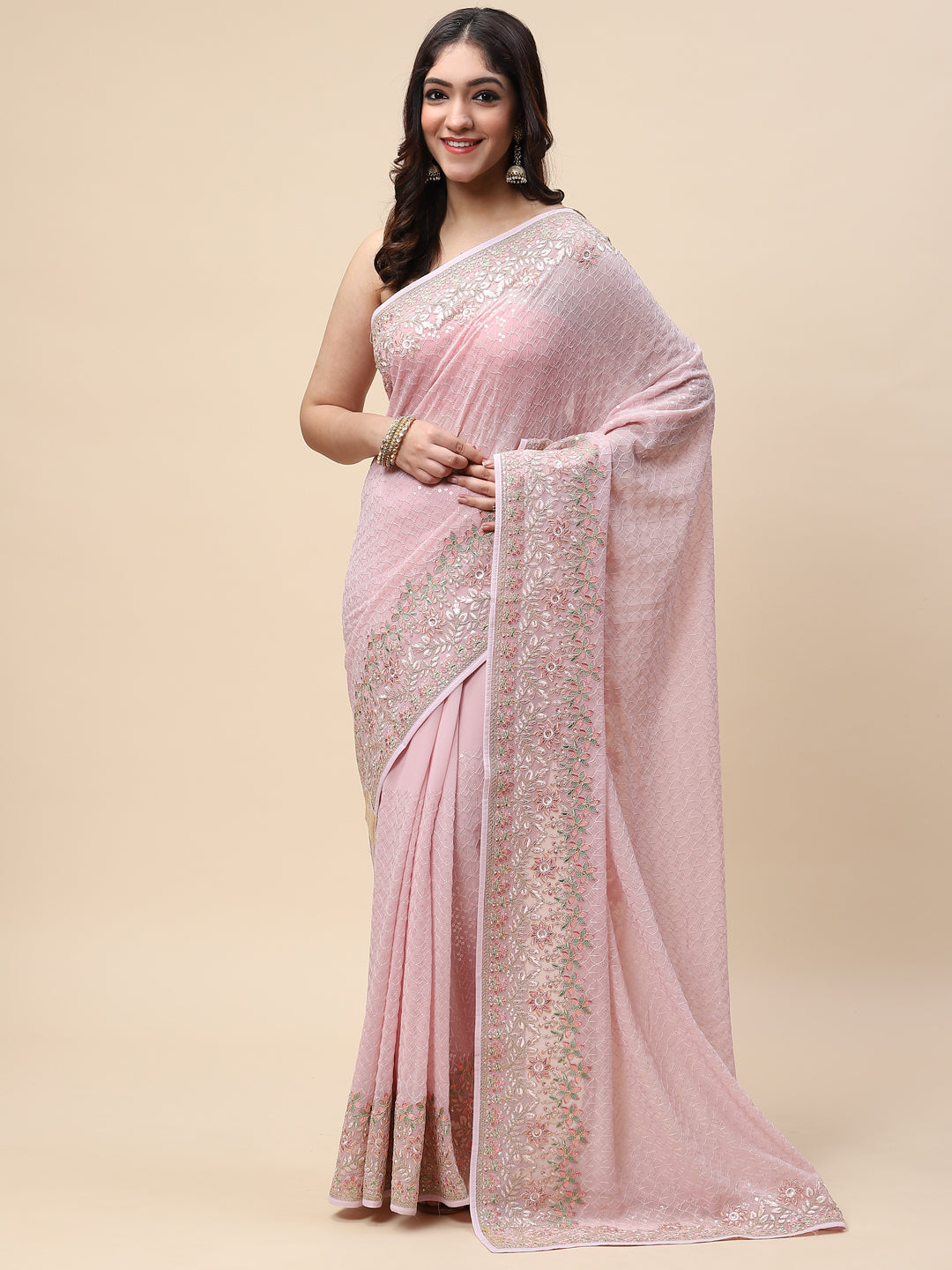 Sequin Embroidered Georgette Saree