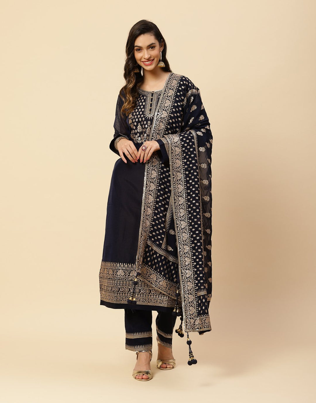 Embroidered Cotton Salwar Kameez Stitched Suit With Georgette Dupatta