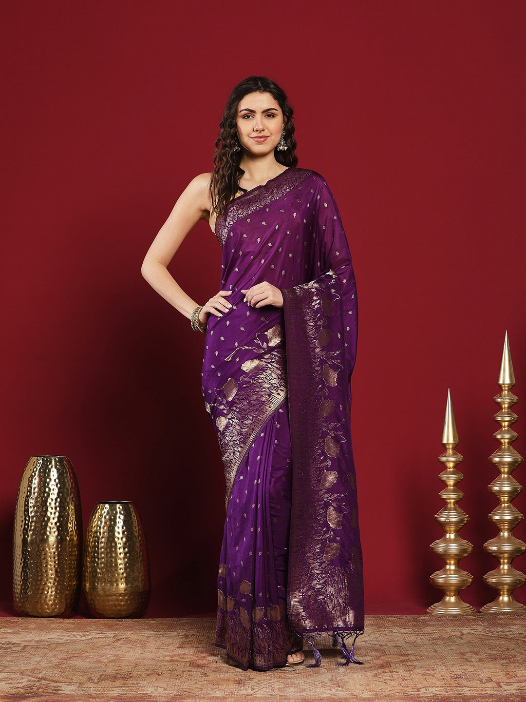 Plain Crepe Saree