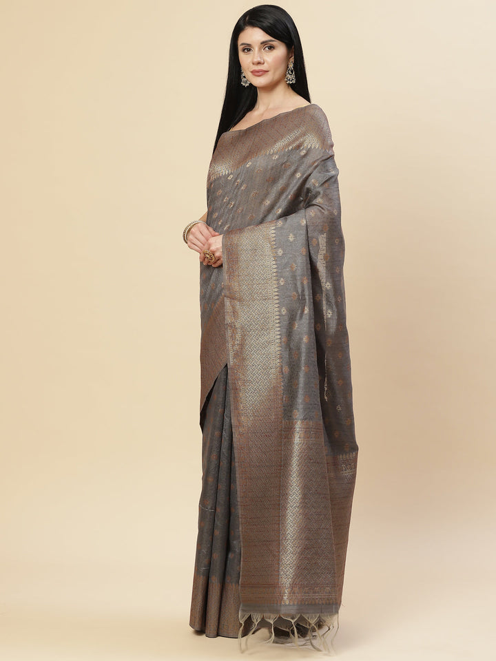 Zari Booti Tussar Woven Saree