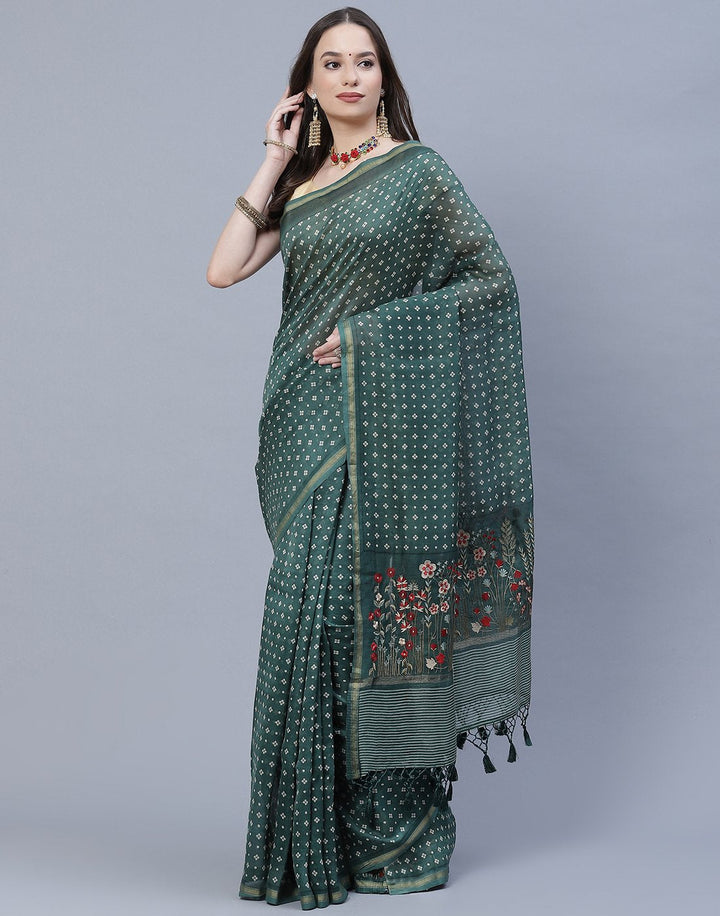 Printed Cotton Chanderi Saree