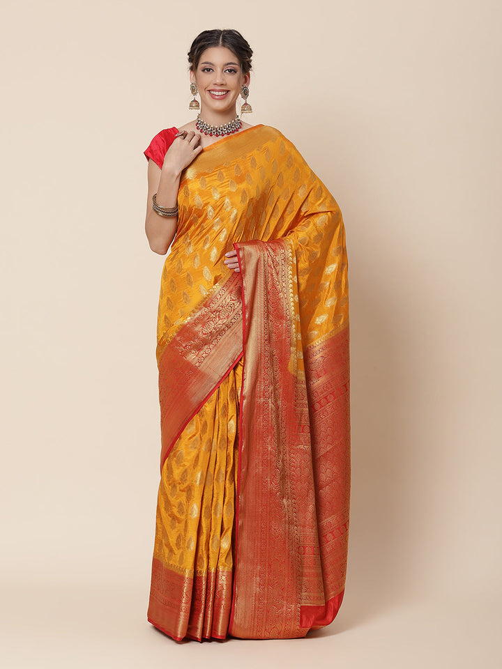 Zari Border Booti Work Art Handloom Woven Saree