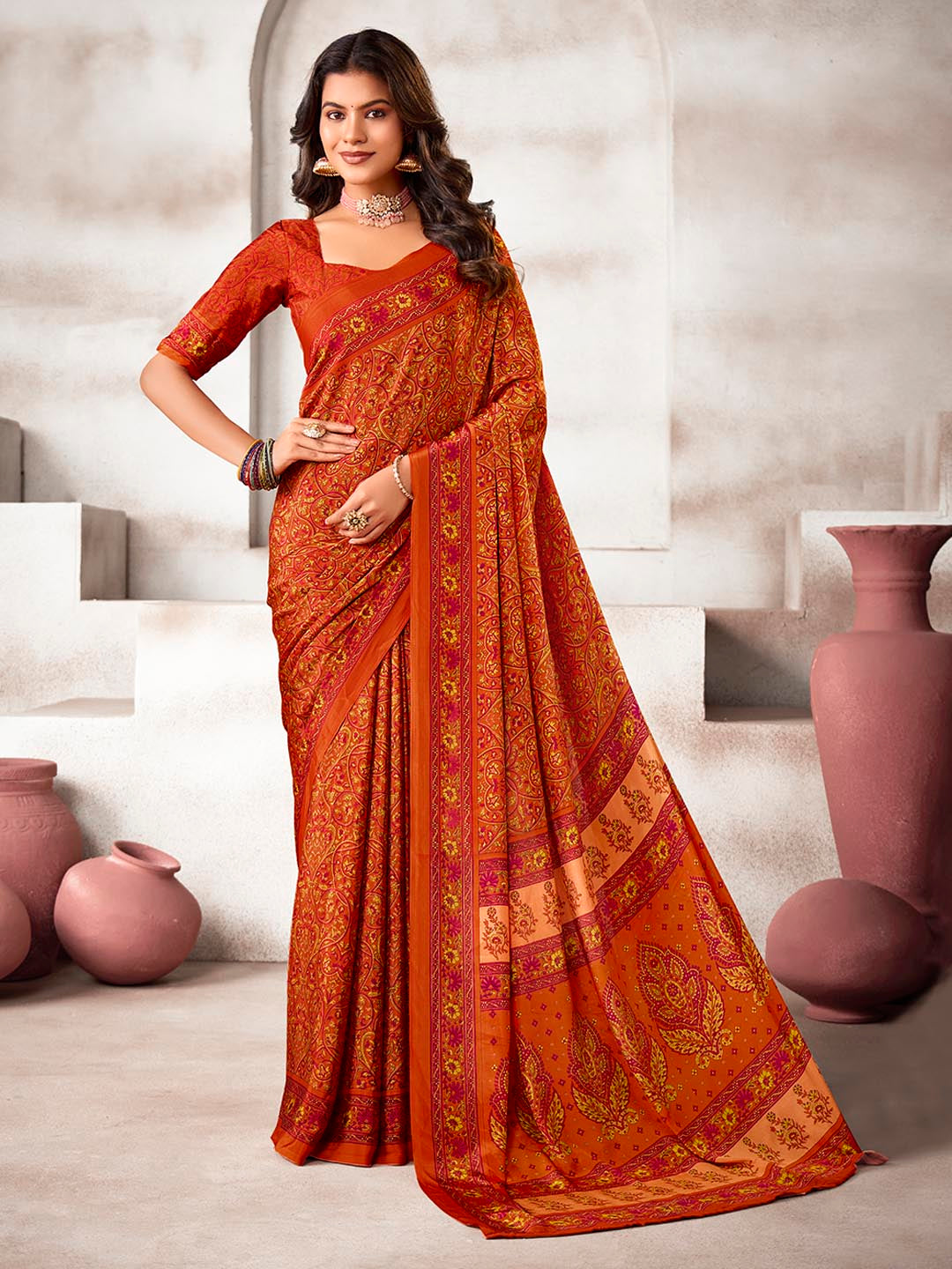 Printed Crepe Saree