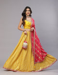 Mustard Handloom Dupion Laacha with Contrast dupatta