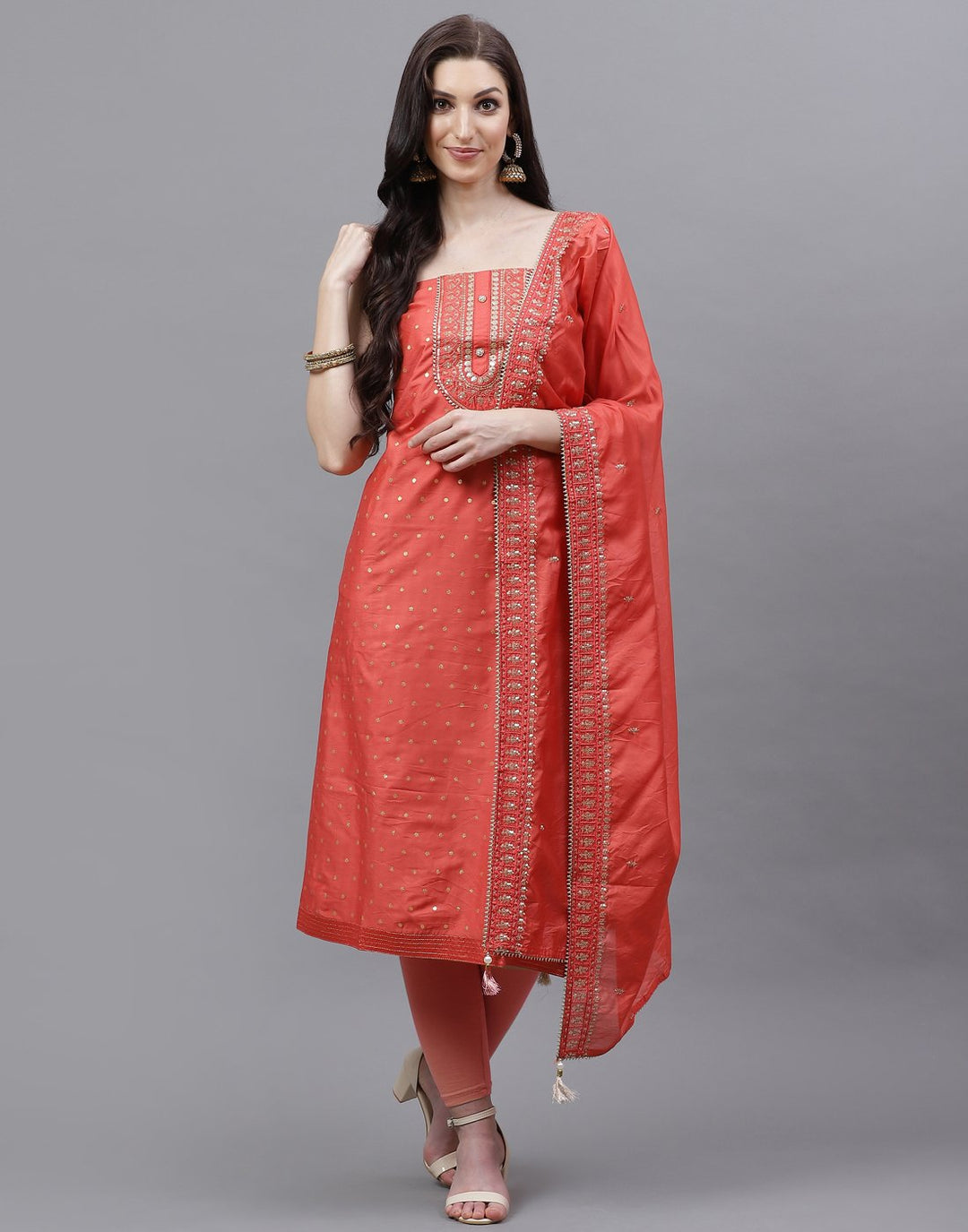 Chanderi Embroidered Suit Piece