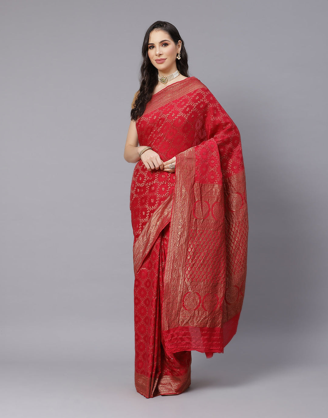 Zari Jaal Crepe Saree