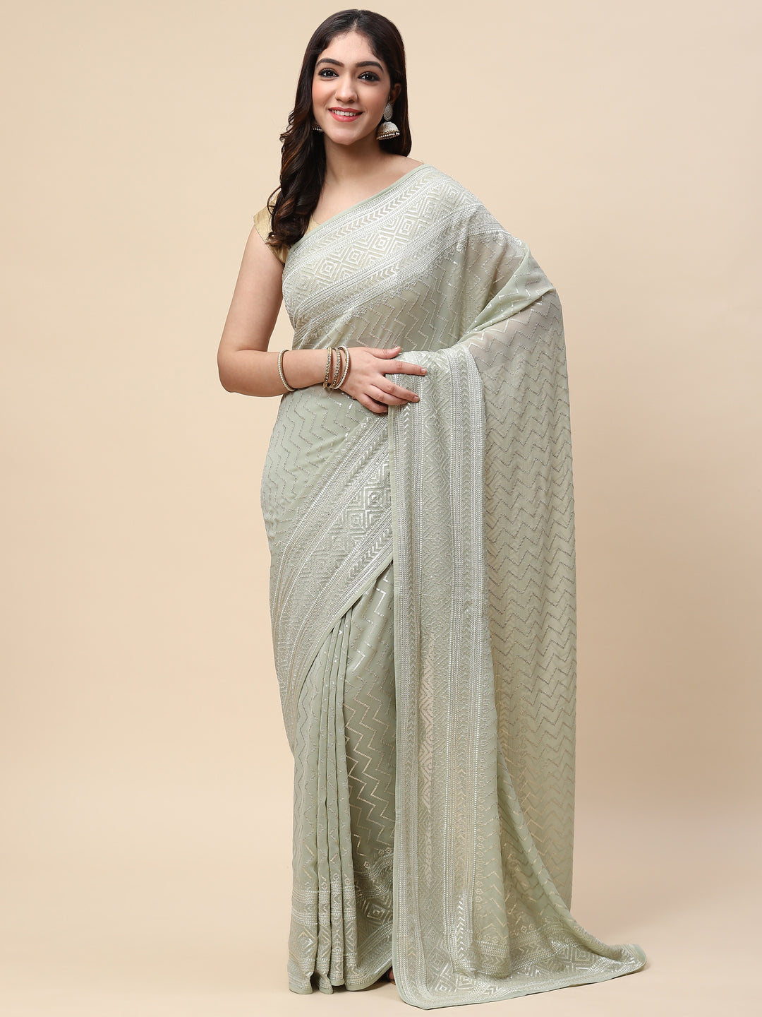 Sequin Embroidered Georgette Saree