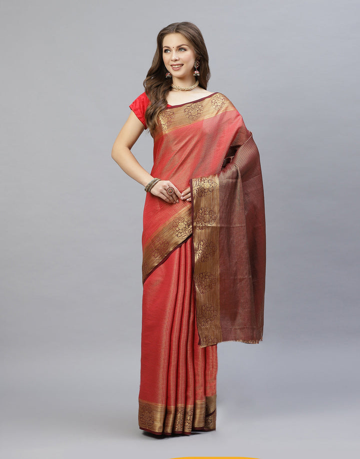 Jacquard Zari Border Art Handloom Woven Saree
