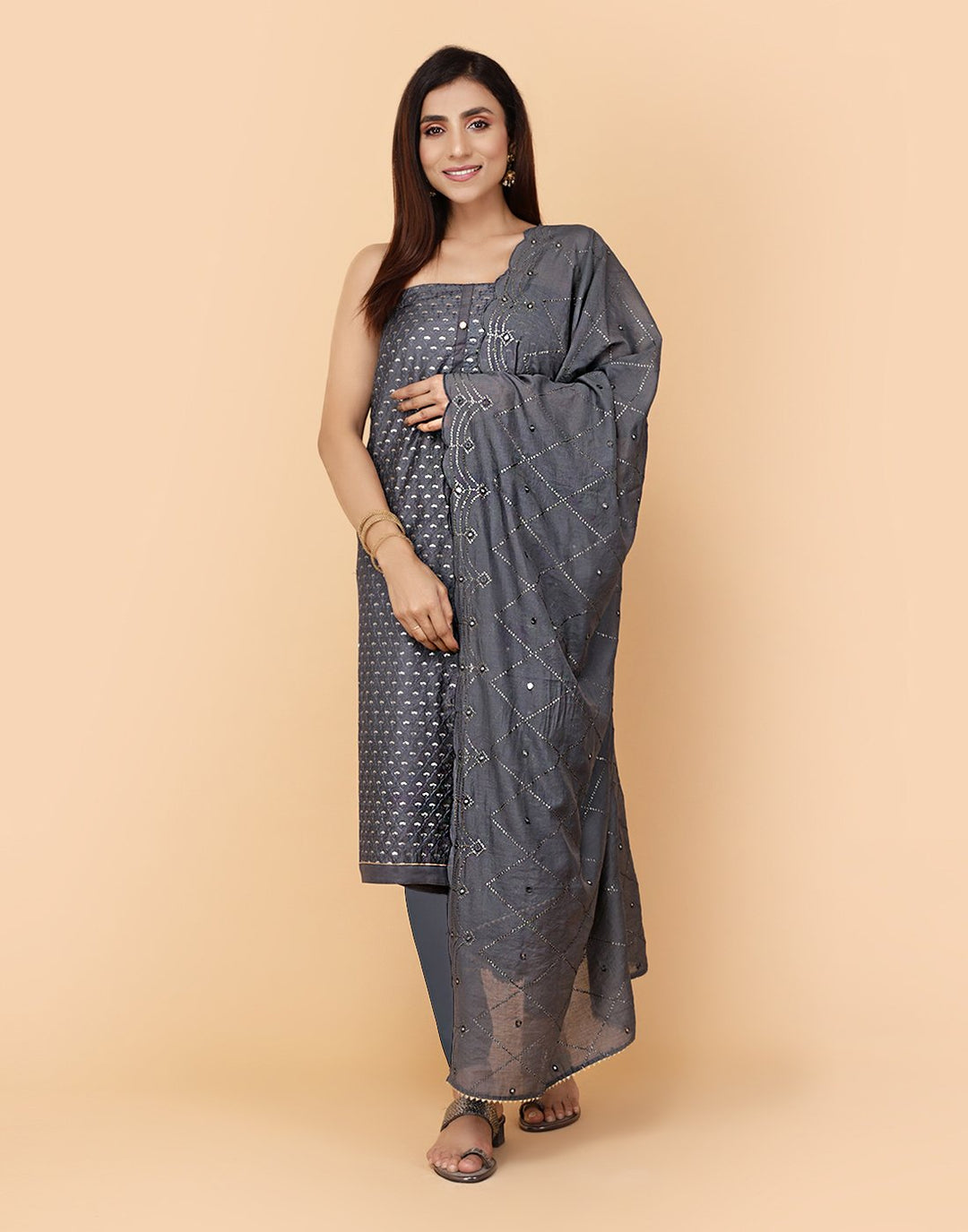 Embroidered Chanderi Suit Piece