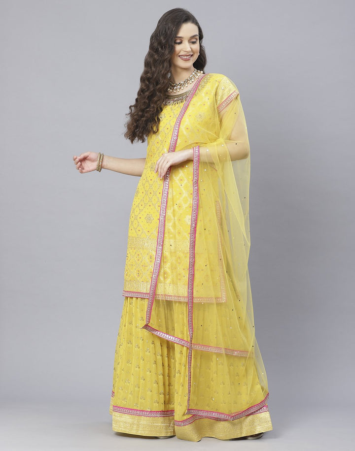 Mustard Georgette Salwar Kameez Stitched Suit