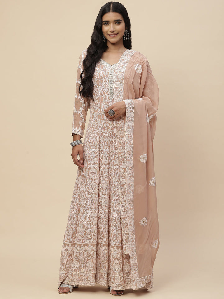 Chikankari Sequin Georgette Anarkali Kurta With Dupatta