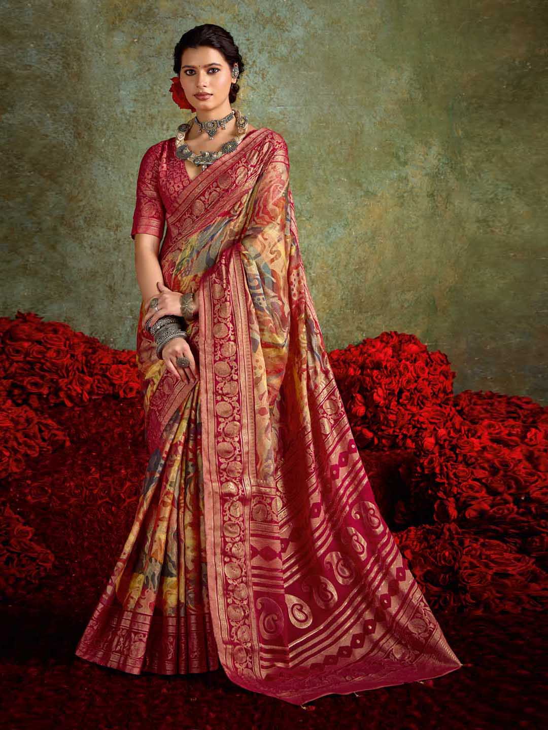 Abstract Printed Georgette Saree