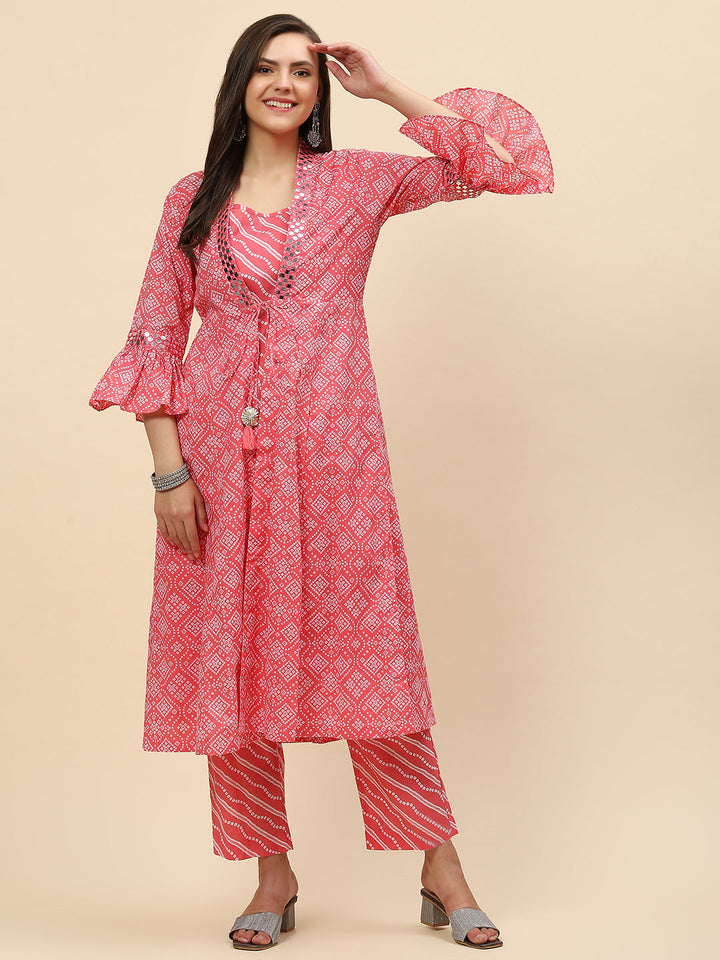 Printed Cotton kurta With Pants &amp; Jacket