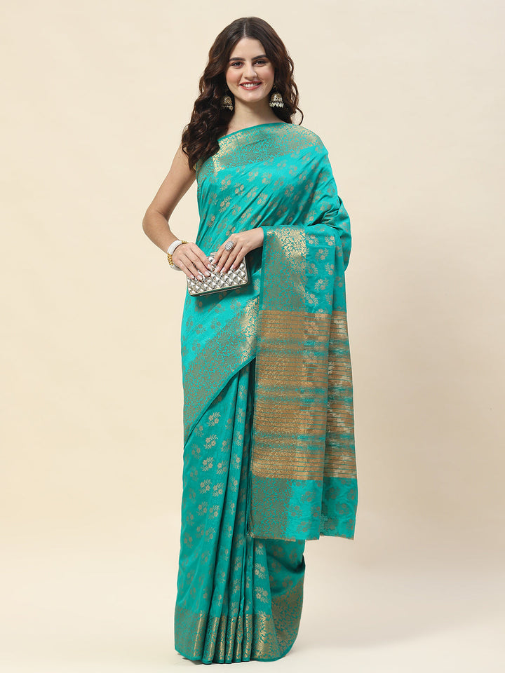 Zari Border Booti Woven Handloom Saree