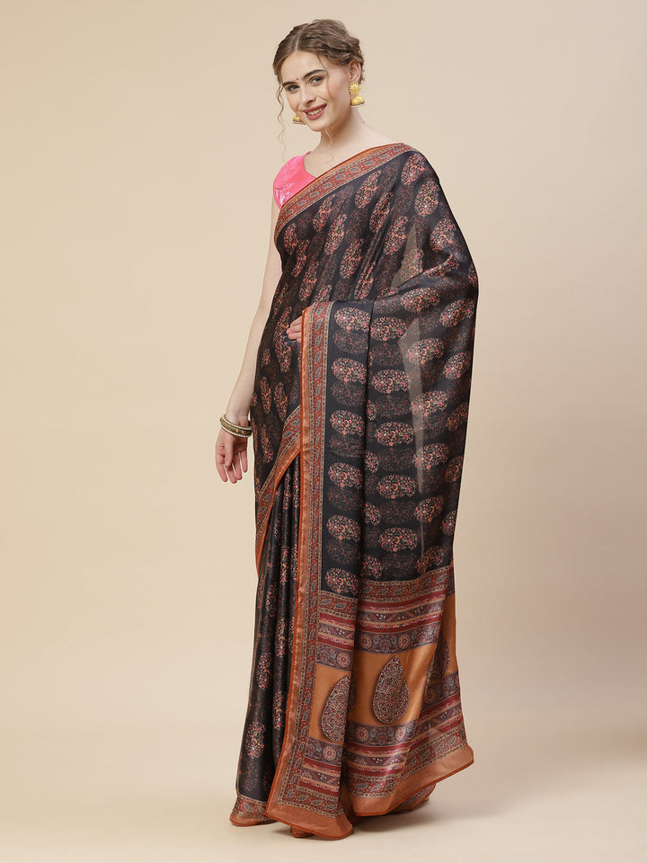 Stone Booti Satin Printed Saree