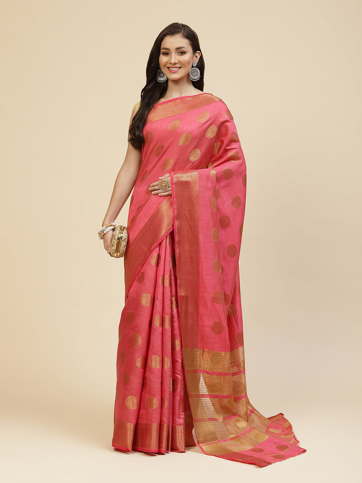 Zari Border Booti Handloom Woven Saree