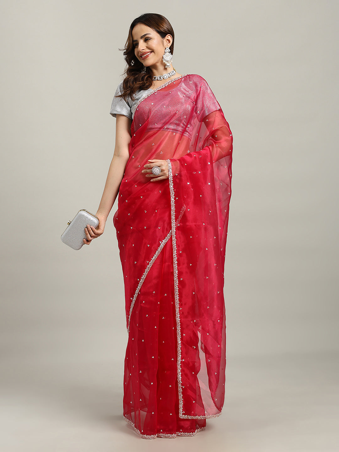 Sequence Embroidery Tissue Saree