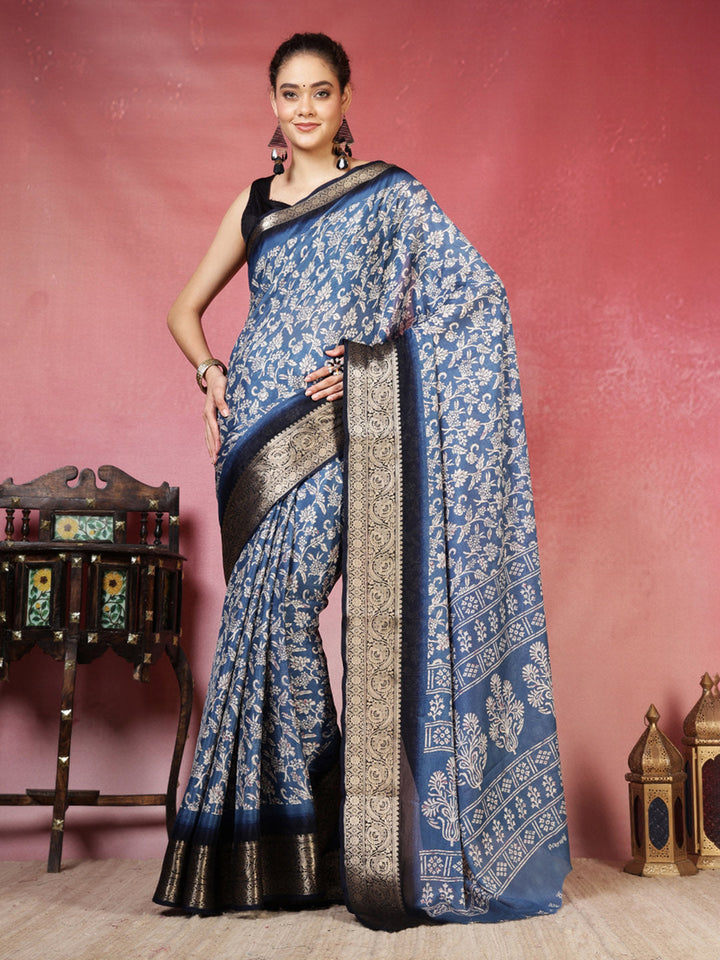 Floral Printed Art Silk Saree