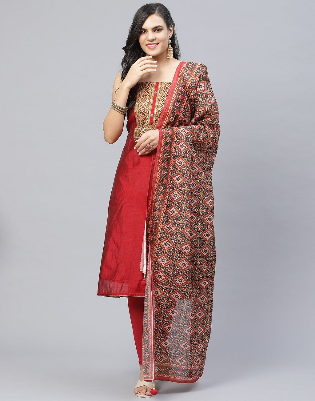 Chanderi Embroidered Suit piece