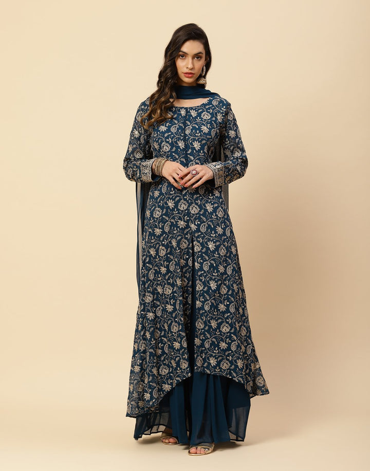 Embroidered Georgette Salwar Kameez Stitched Suit With Net Dupatta