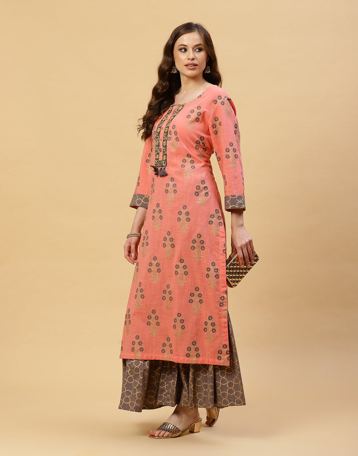 Printed Cotton Kurti With Palazzo