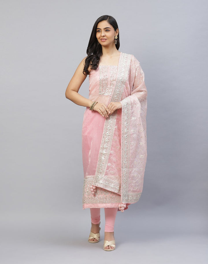 Embroidered Organza Kora Suit Piece