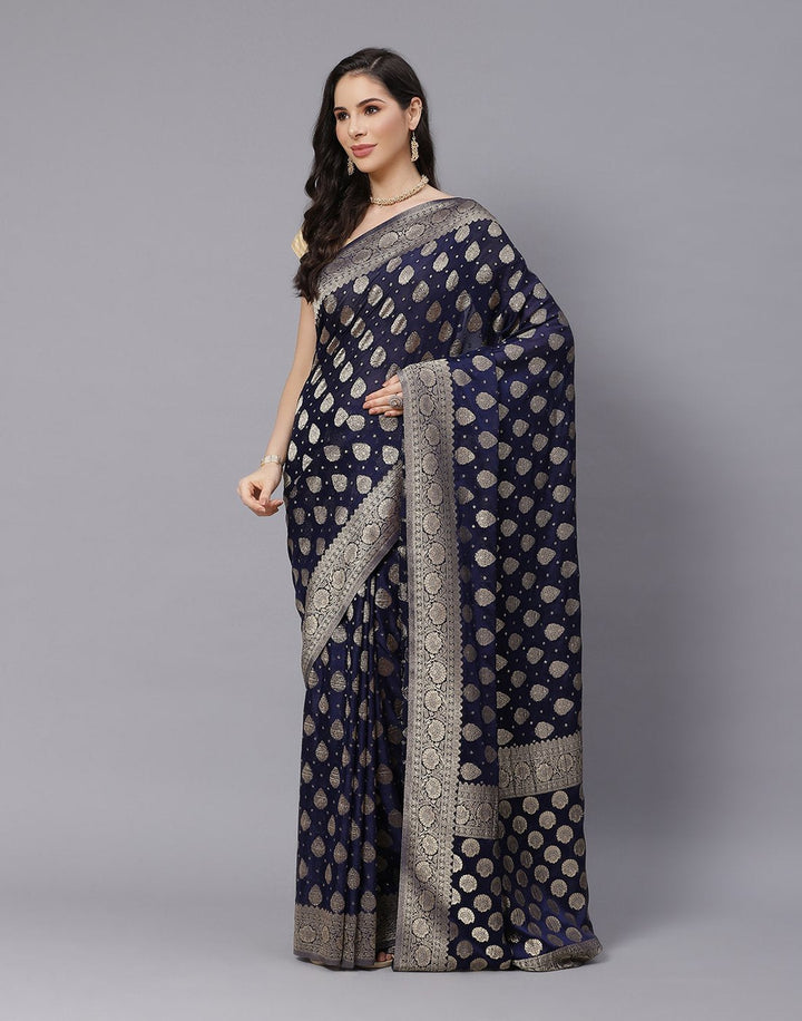 Semi Crepe Saree With Zari Border Booti