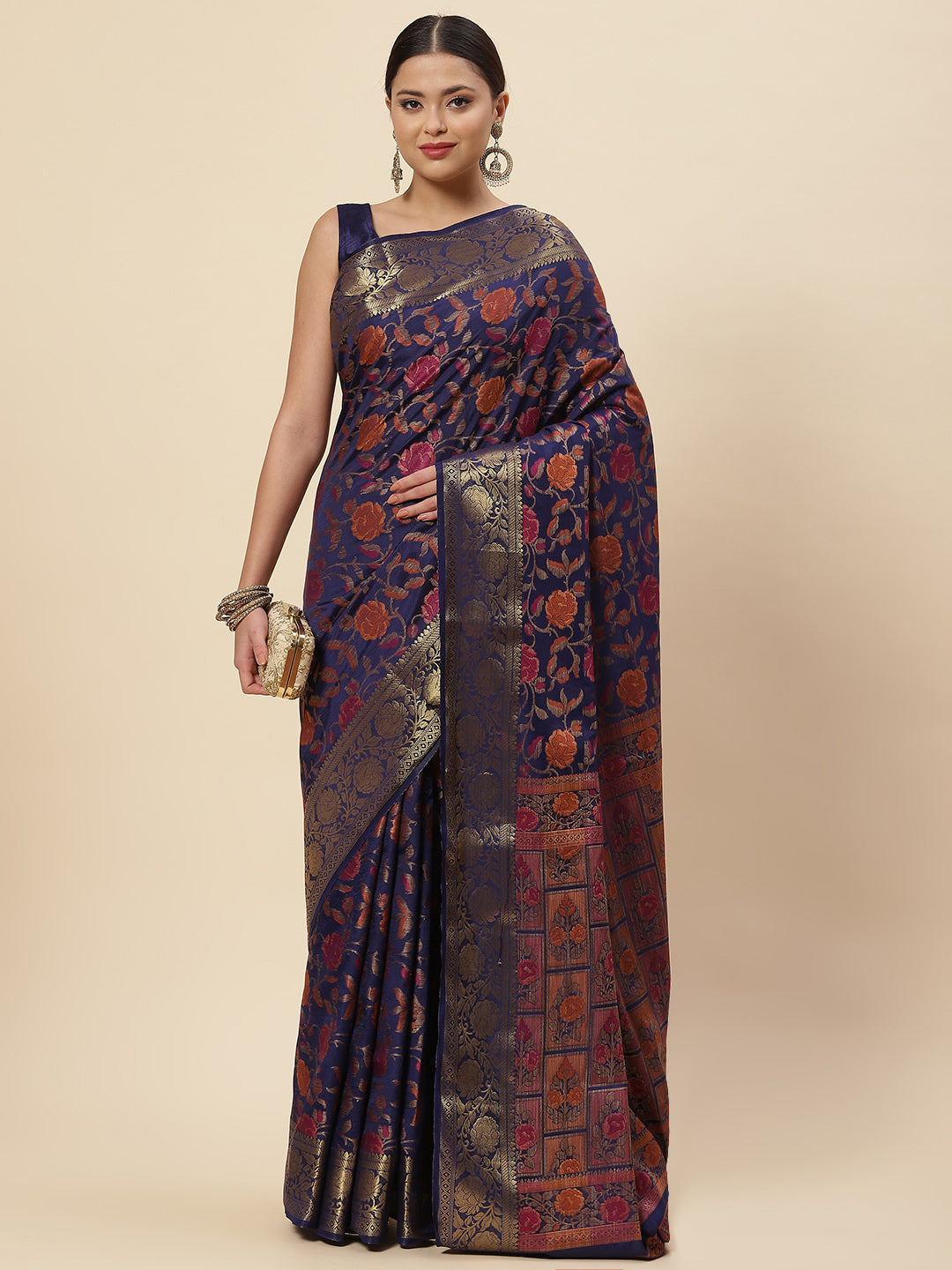 Floral Zari Jaal Handloom Woven Saree