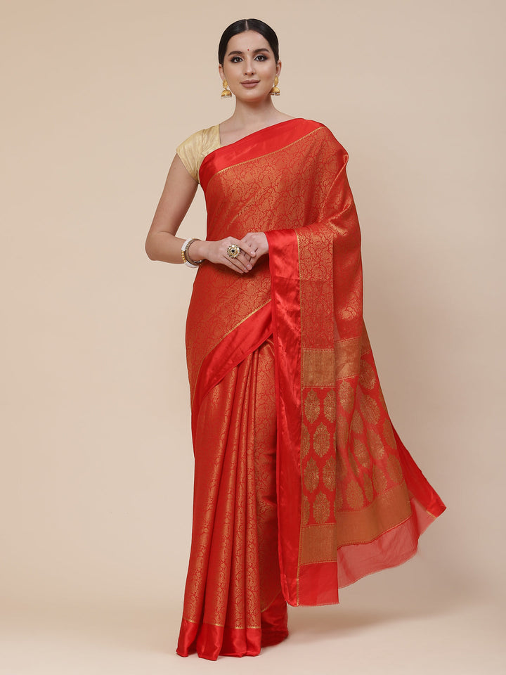 Light Brocade Georgette Plain Saree