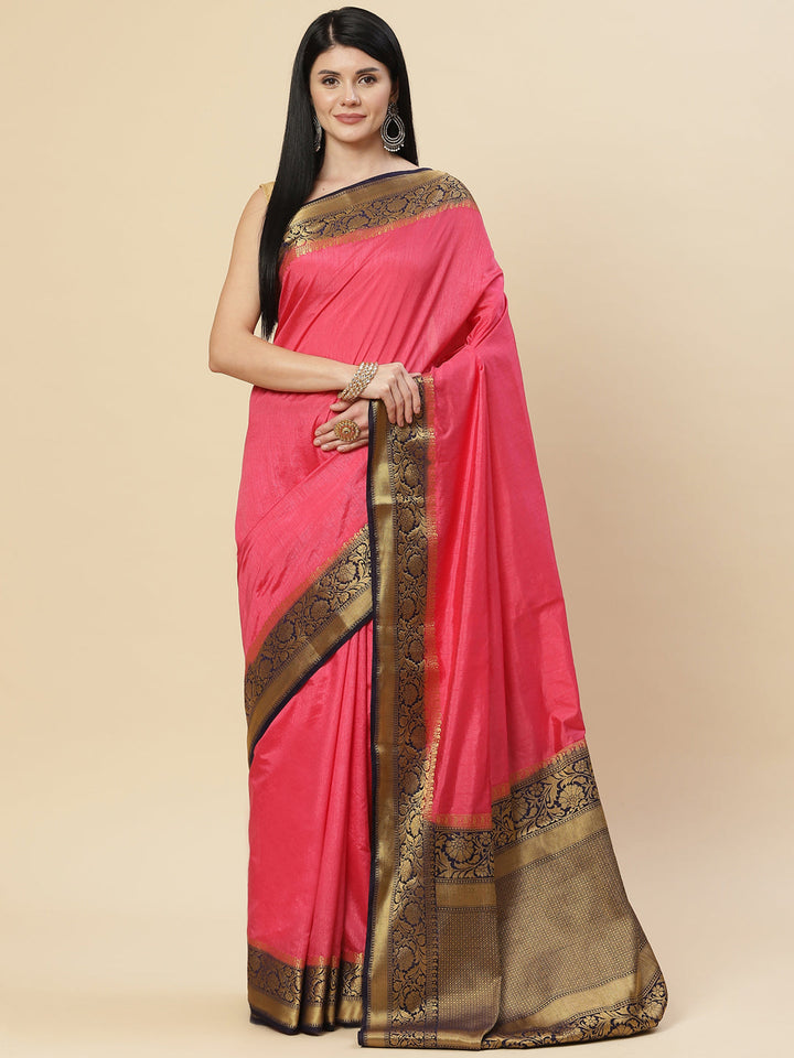Plain Zari Border Handloom Woven Saree