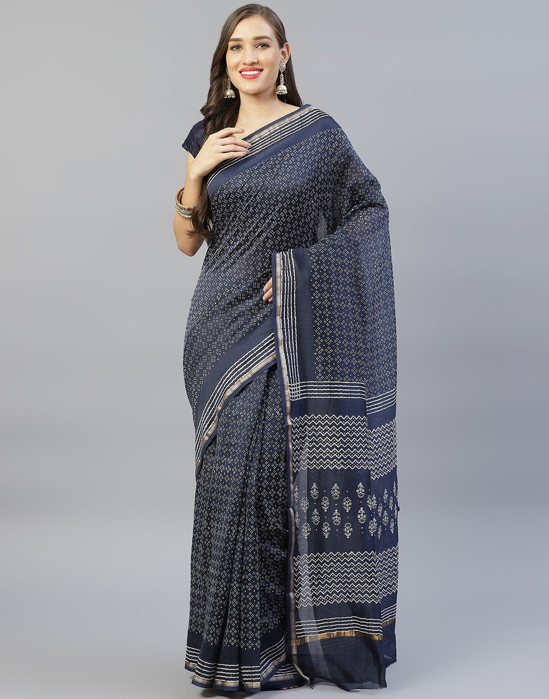 Printed Cotton Chanderi Saree