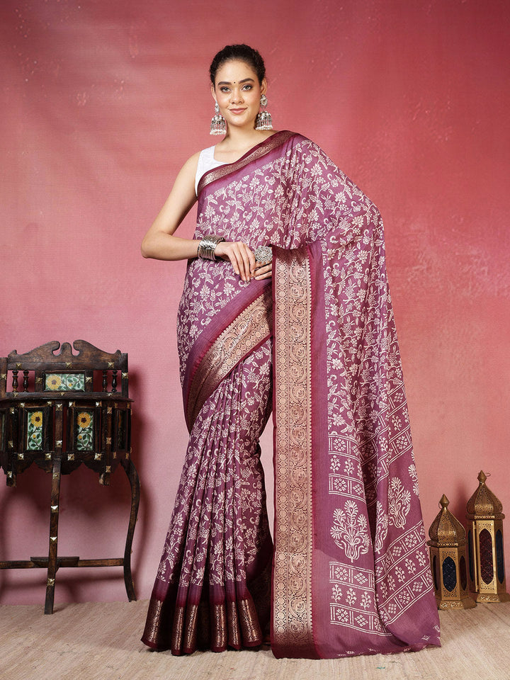 Floral Printed Art Silk Saree