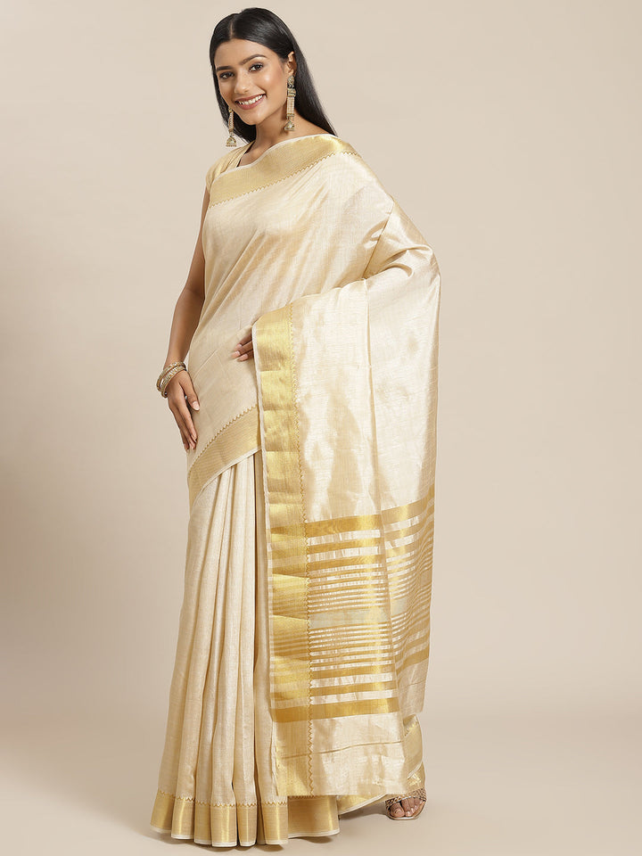 Plain Zari Border Art Handloom Woven Saree