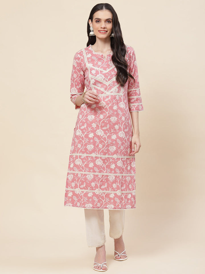 Printed Cotton Kurta With Pants