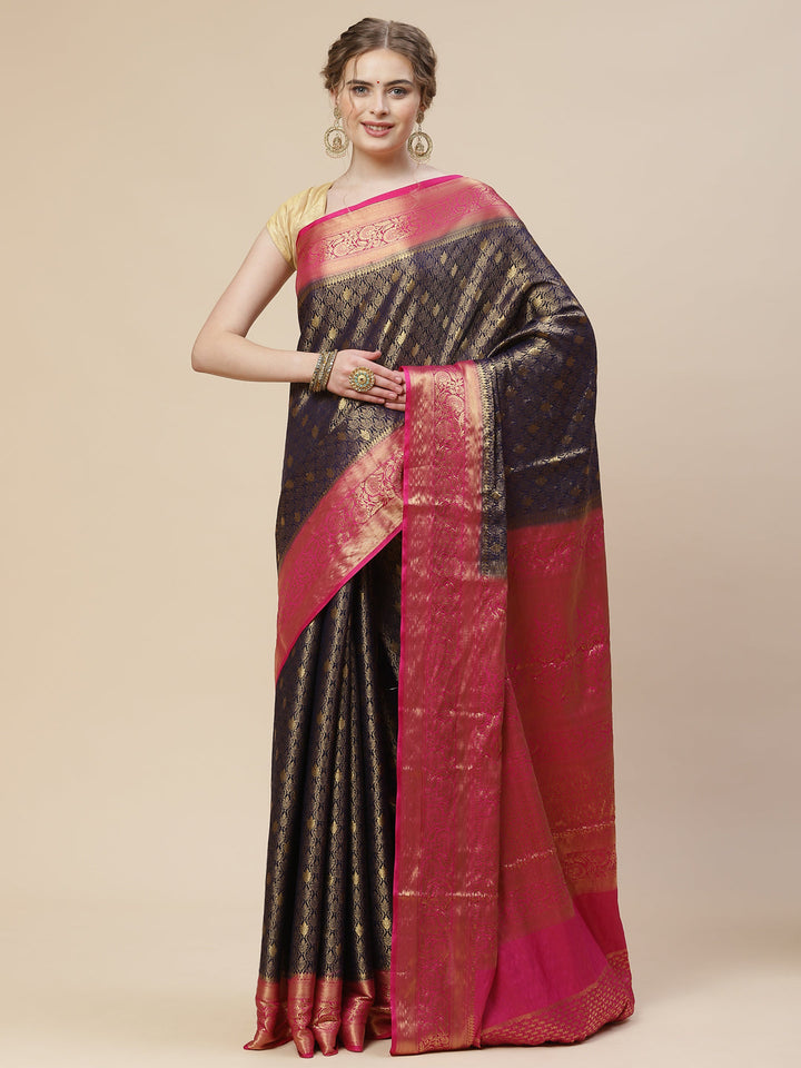Brocade Zari Booti Art Handloom Woven Saree