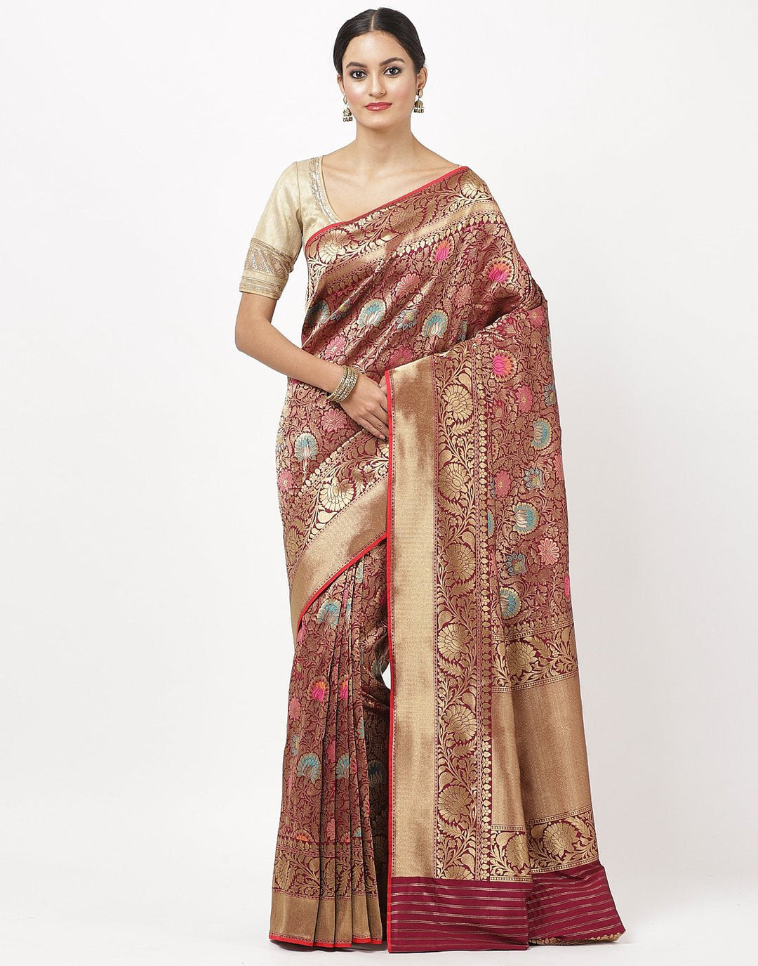 MBZ Meena Bazaar-Wine Banarasi Saree